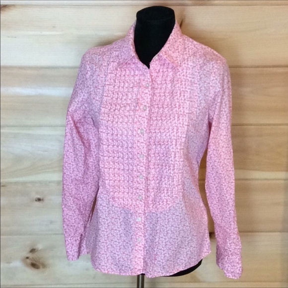 Banana Republic pink & white print blouse Size Small - Picture 4 of 9